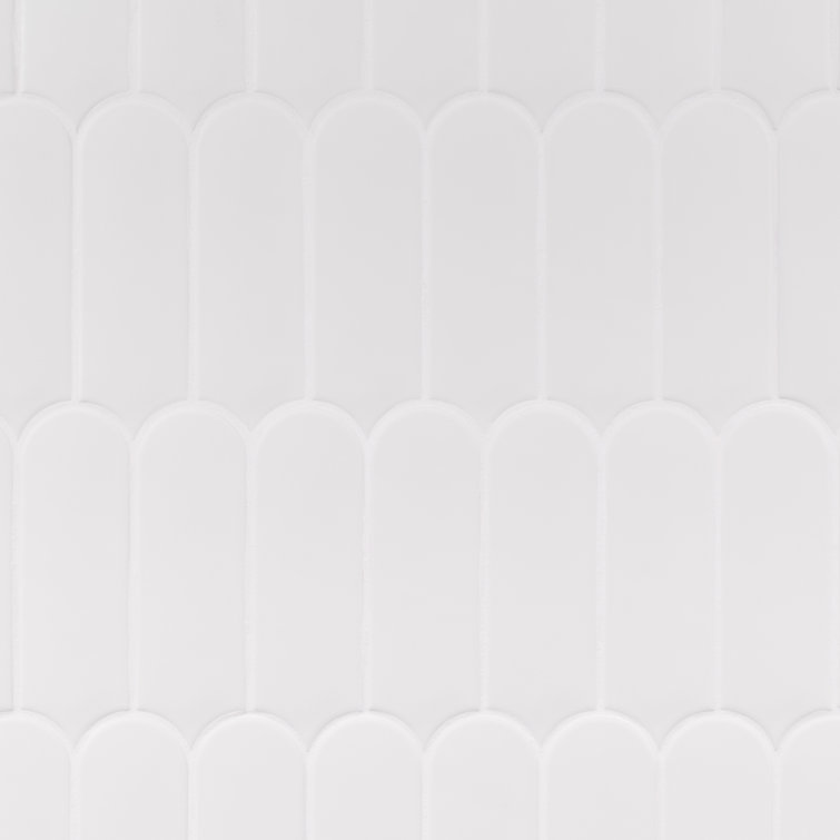 Blade Matte White Ceramic Fishscale Wall Tile