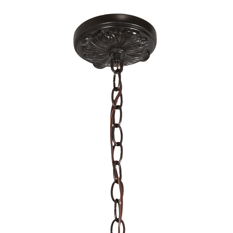 Mahogany Bronze 3-Light Stained Glass Island Pendant
