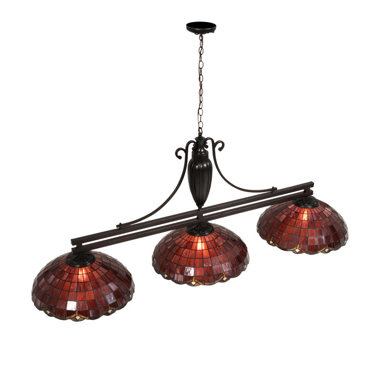 Mahogany Bronze 3-Light Stained Glass Island Pendant