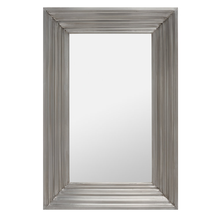 Elegant Kerry Rectangular Wood and Metal Wall Mirror - Silver/Gold Finish