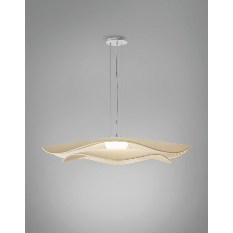 Cream Translucent Ribbon LED Pendant with Aluminum Frame