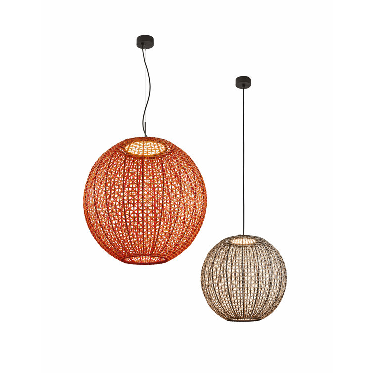 Large Red Globe LED Pendant Light with Aluminum Frame