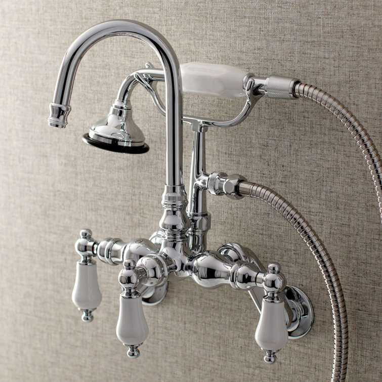Polished Chrome Vintage Wall Mount Clawfoot Tub Faucet