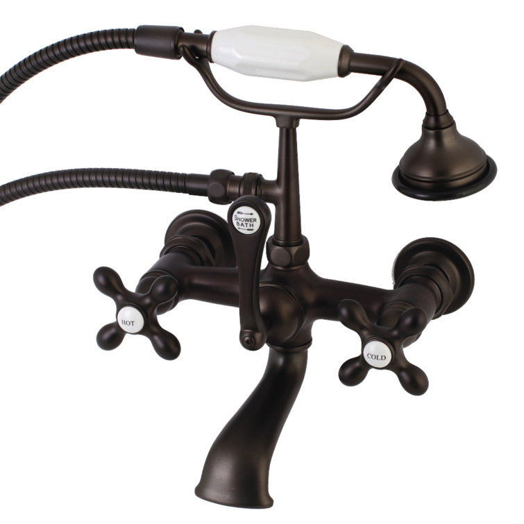 Oil Rubbed Bronze Wall Mount Clawfoot Tub Faucet with Hand Shower