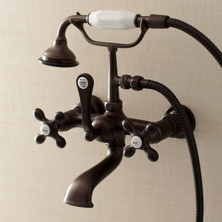 Oil Rubbed Bronze Wall Mount Clawfoot Tub Faucet with Hand Shower
