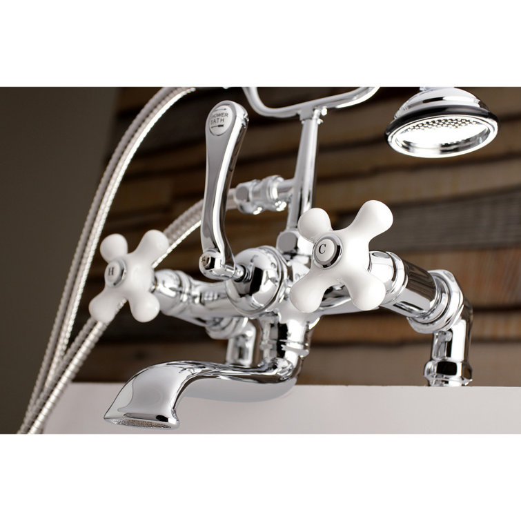 Polished Chrome Clawfoot Tub Faucet with Hand Shower