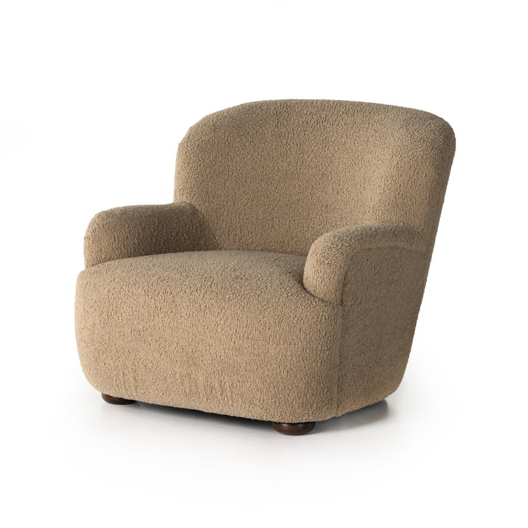 Luxurious Camel Sheepskin Accent Chair with High Sculpted Back
