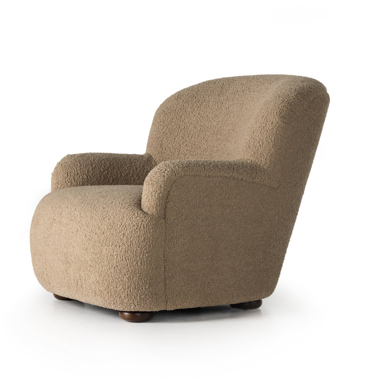 Luxurious Camel Sheepskin Accent Chair with High Sculpted Back