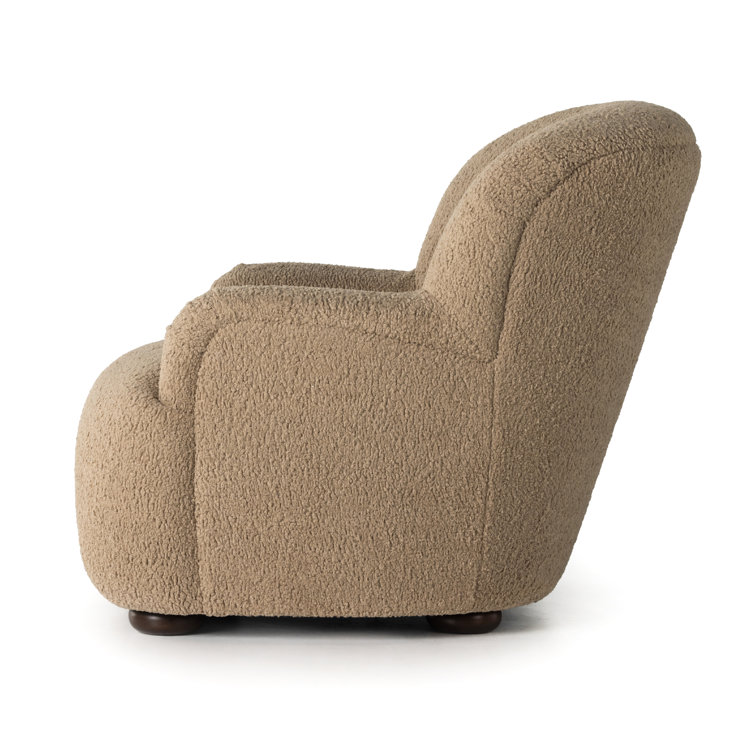 Luxurious Camel Sheepskin Accent Chair with High Sculpted Back