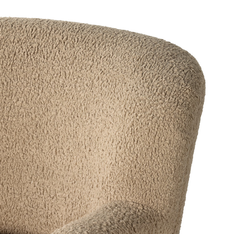 Luxurious Camel Sheepskin Accent Chair with High Sculpted Back
