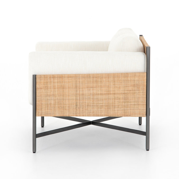Callahan Cream Contemporary Mahogany Cane Armchair