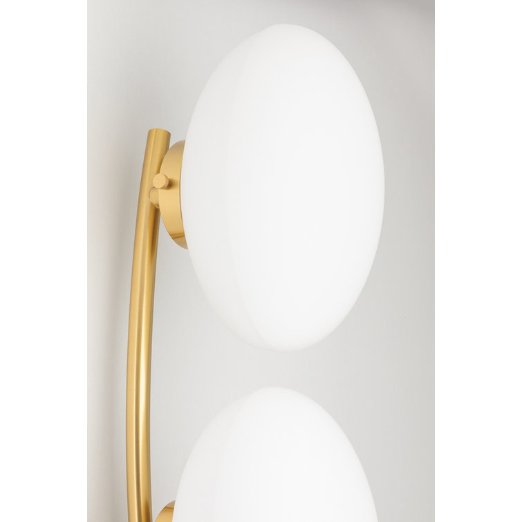 Aged Brass 12-Light Globe Semi-Flush Mount with Opal Glass Shades
