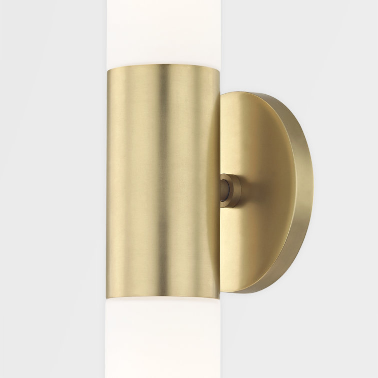 Lola Aged Brass Opal Matte Glass 2-Light Outdoor Wall Sconce