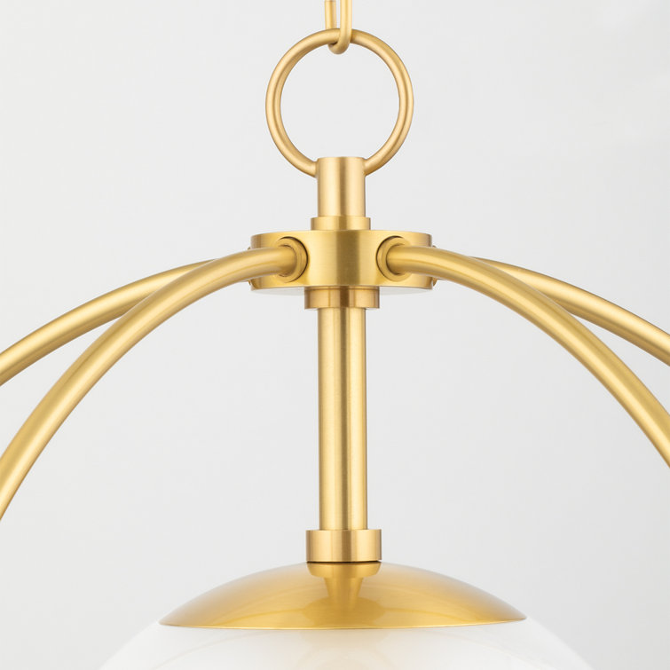 Celestial Aged Brass Globe Pendant with Etched Glass Shade