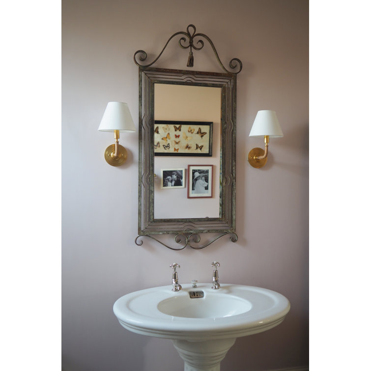 Curves No.1 Aged Brass Single Light Wall Sconce with Off-White Linen Shade