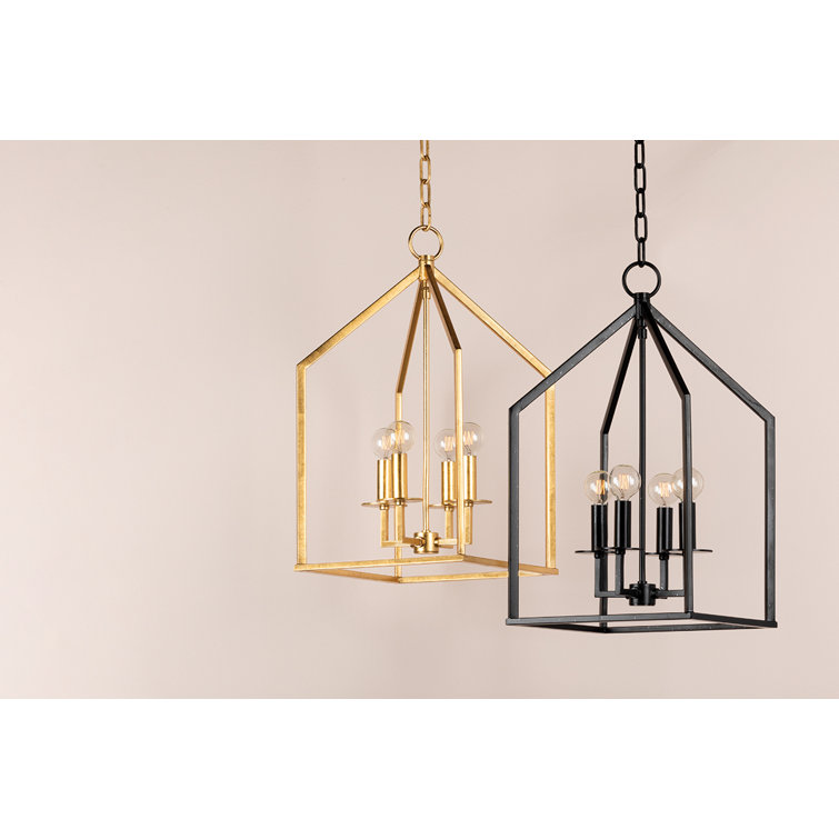 Lena Aged Iron 4-Light Large Pendant for Indoor/Outdoor Use