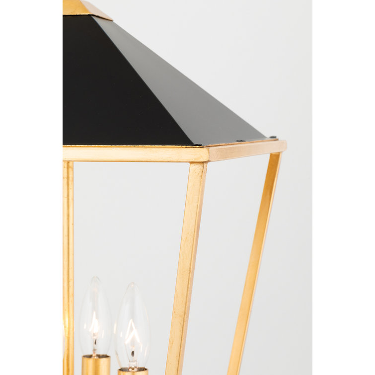 Paxton Gold Leaf & Black 4-Light Linen Shade Pendant