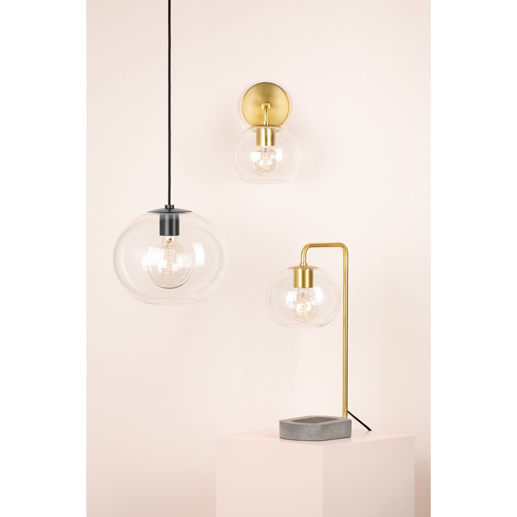 Polished Nickel Glass Globe Pendant Light, 16" Wide