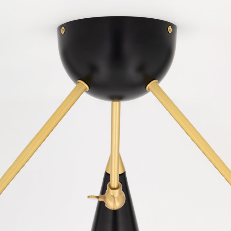 Aged Brass and Black 18'' LED Semi-Flush Mount Light