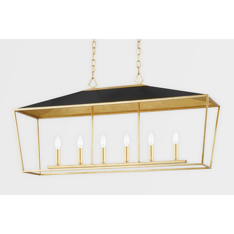 Paxton Gold Leaf & Black 6-Light Modern Island Chandelier
