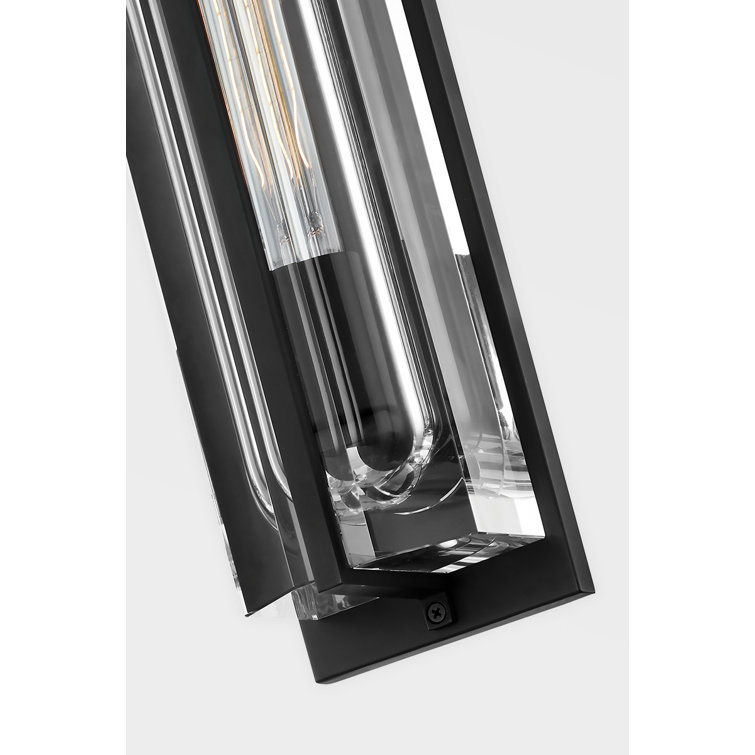 Hawkins Black Brass Dimmable 1-Light Wall Sconce with Clear Glass Tube Shade