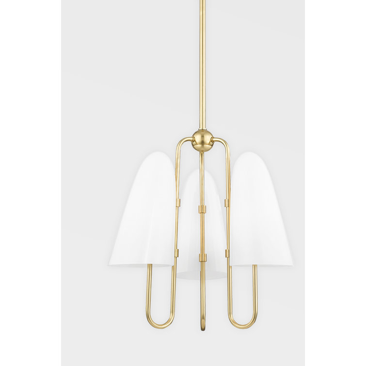 Aged Brass Mini Plug-in Cone Glass Chandelier