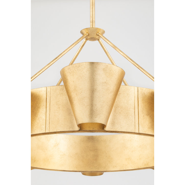 Vintage Gold Leaf Crystal 8-Light Chandelier with Dimmable Incandescent Bulbs