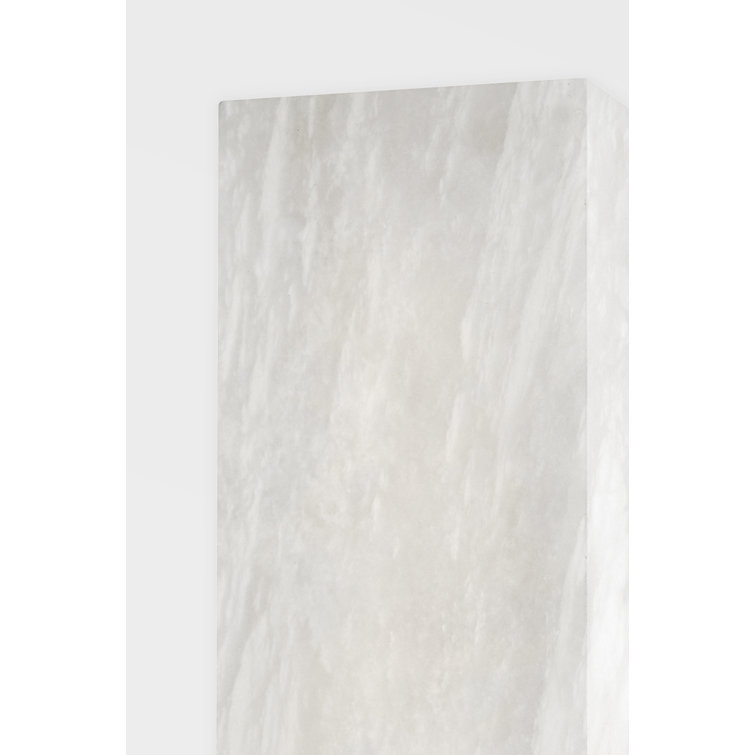 Polished Nickel Square Sconce with Spanish Alabaster Shade