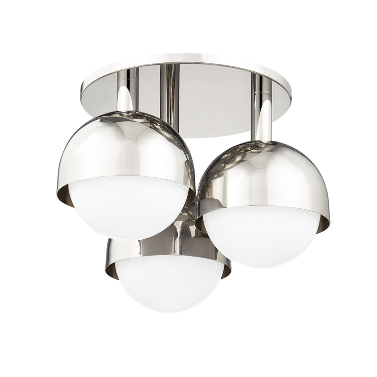 Transitional 3-Light Globe Semi-Flush Mount in Polished Nickel