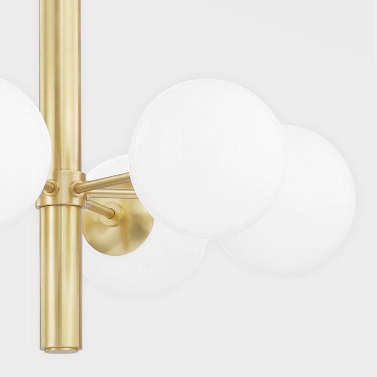 Stella Aged Brass 8-Light Chandelier with Opal Glass Shades