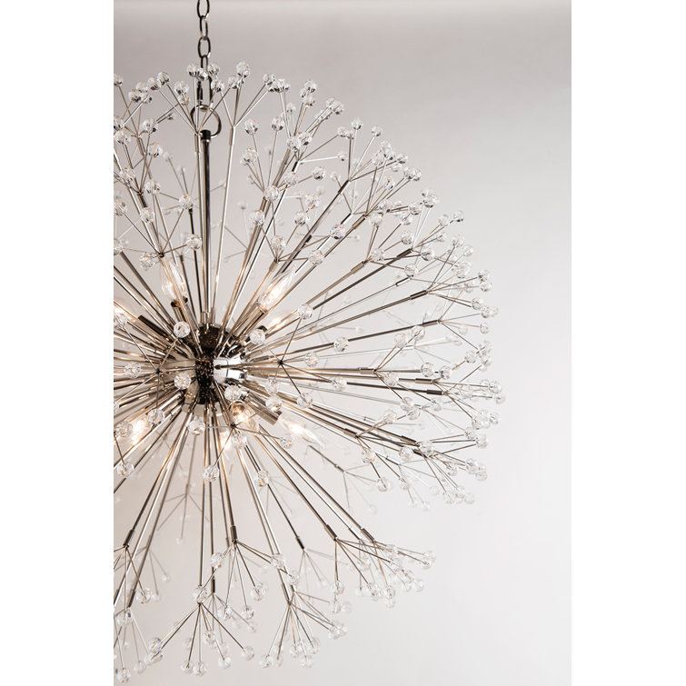 Elegant Polished Nickel 16-Light Chandelier with Faceted Crystal Shades