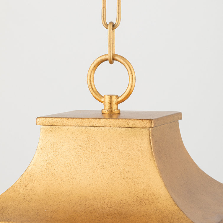 Vintage Gold Leaf 4-Light Glass Pendant
