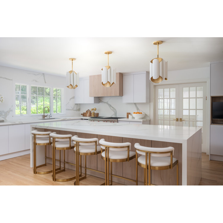 Elegant 6-Light Gold Leaf and Crystal White Pendant for Indoor/Outdoor