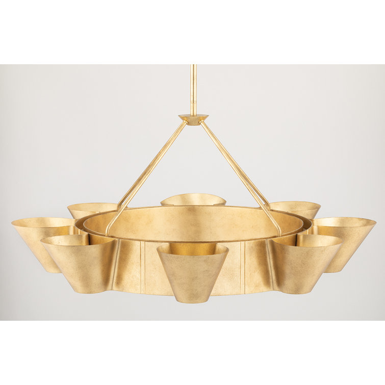 Vintage Gold Leaf Crystal 8-Light Chandelier with Dimmable Incandescent Bulbs