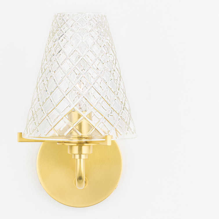 Cosette Aged Brass Pleated Belgian Linen 1-Light Wall Sconce