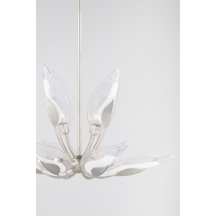 Silver Leaf Crystal Glass 10-Light Geometric Chandelier