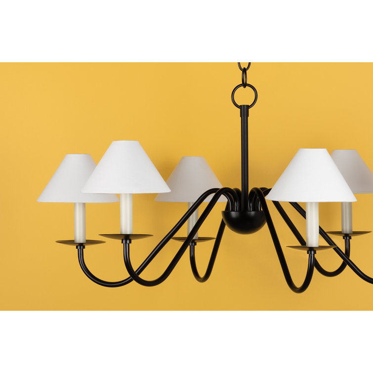 Lenore Soft Black and White Linen 6-Light Chandelier