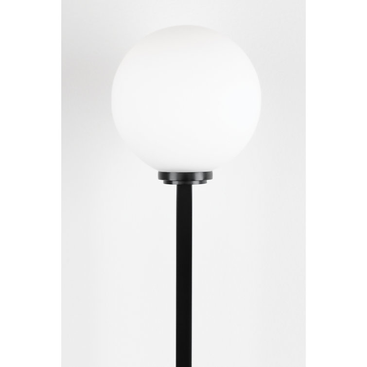 Black and Gold Dimmable Wall Sconce with Opal Glass Globe