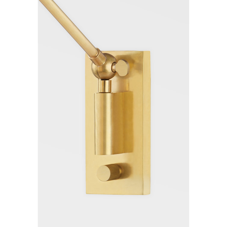 Elegant Aged Brass Dimmable Cylinder Sconce with Adjustable Arm