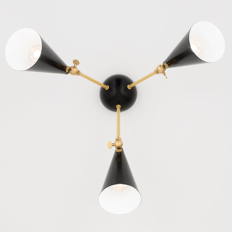 Aged Brass and Black 18'' LED Semi-Flush Mount Light