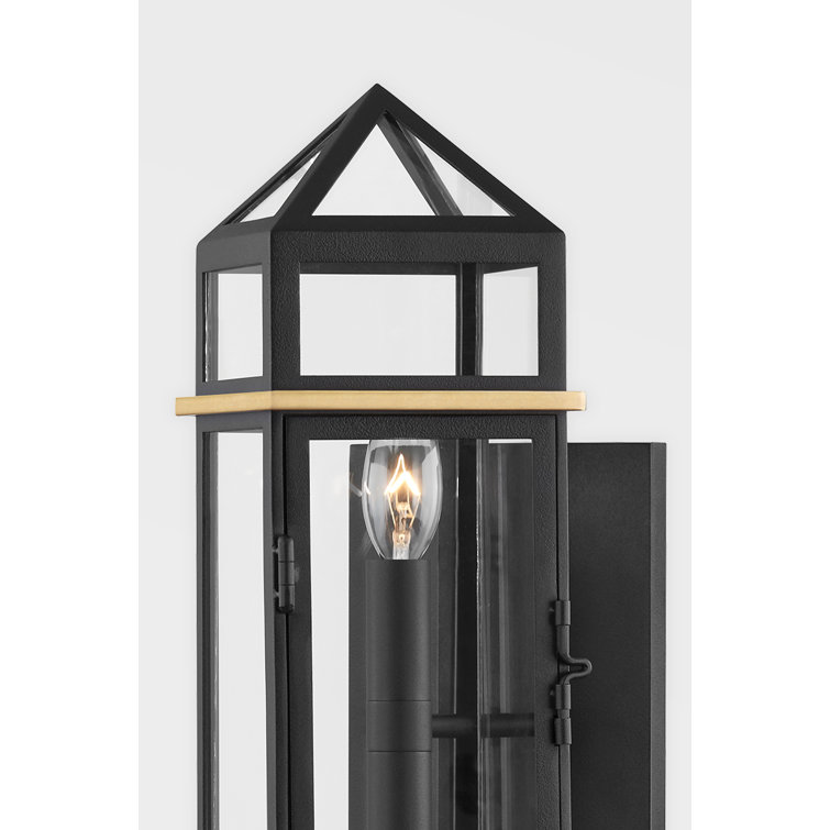 Aged Brass and Black 2-Light Geometric Sconce