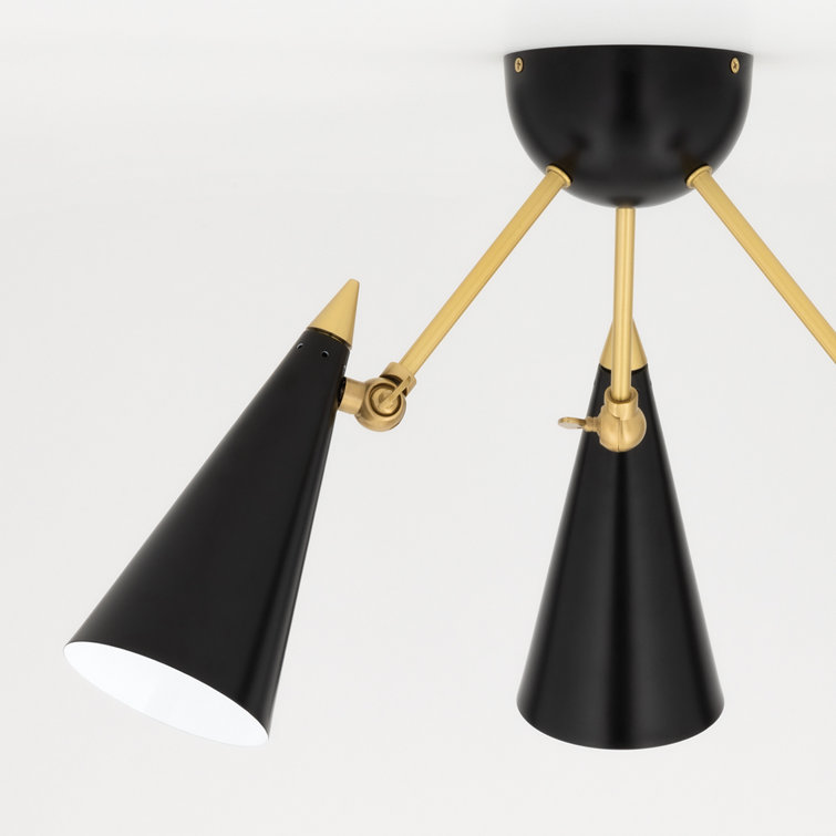 Aged Brass and Black 18'' LED Semi-Flush Mount Light