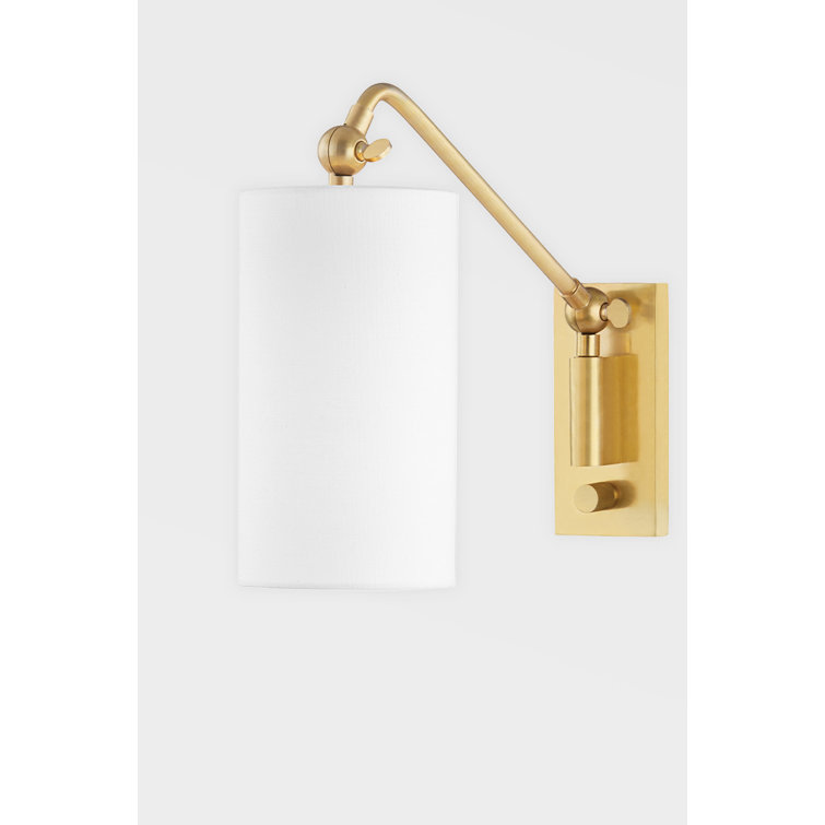 Elegant Aged Brass Dimmable Cylinder Sconce with Adjustable Arm