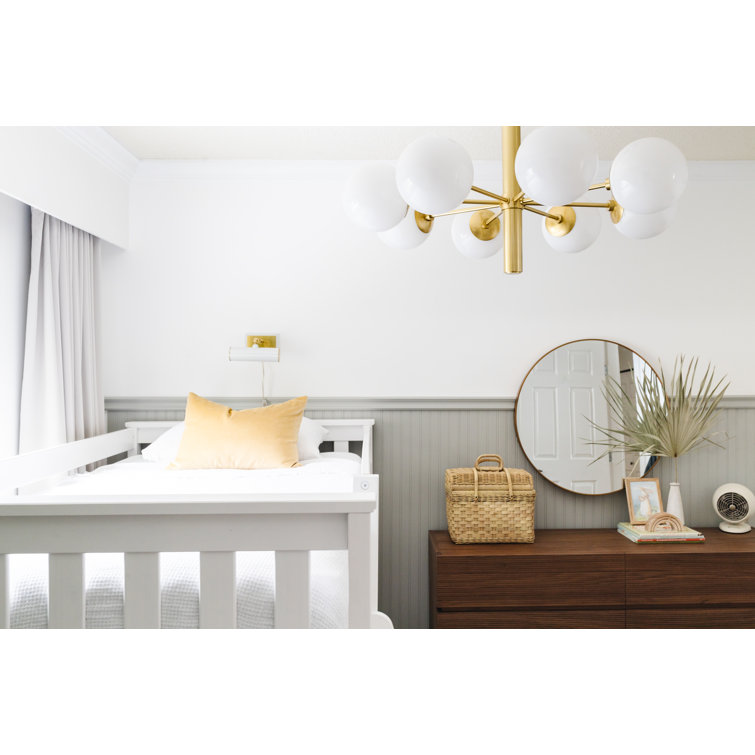 Stella Aged Brass 8-Light Chandelier with Opal Glass Shades