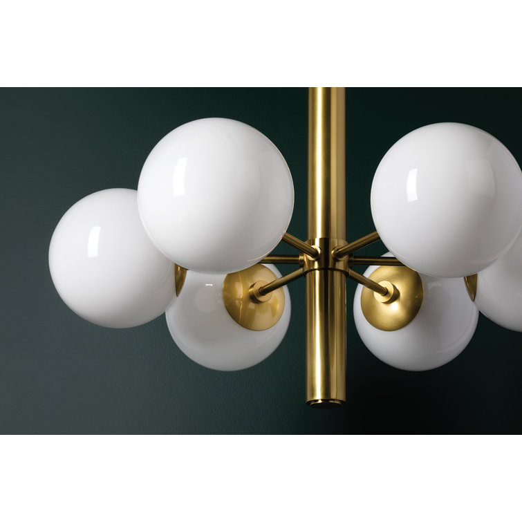 Stella Aged Brass 8-Light Chandelier with Opal Glass Shades