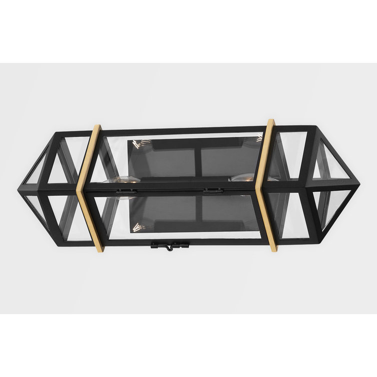 Aged Brass and Black 2-Light Geometric Sconce