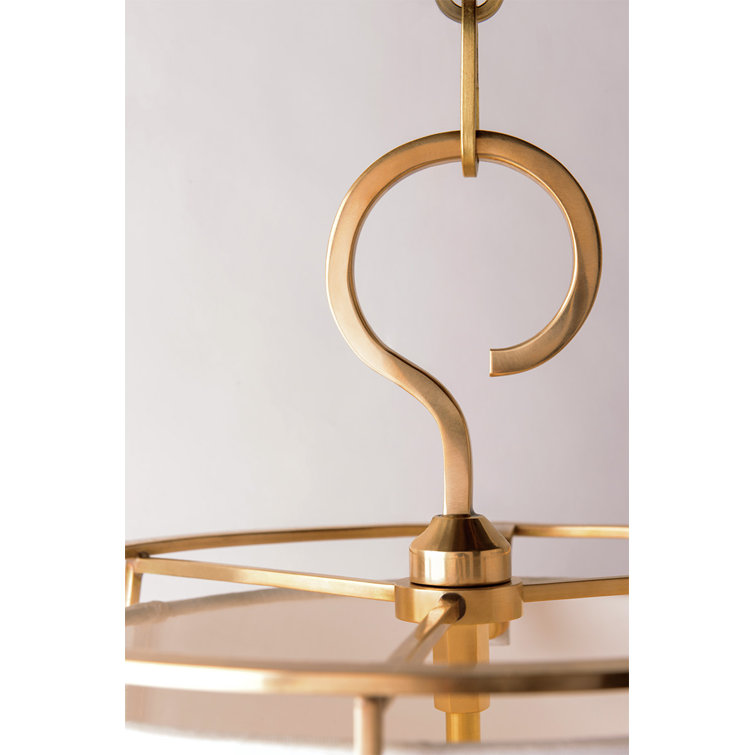 Aged Brass and Linen 2-Light Semi Flush Mount