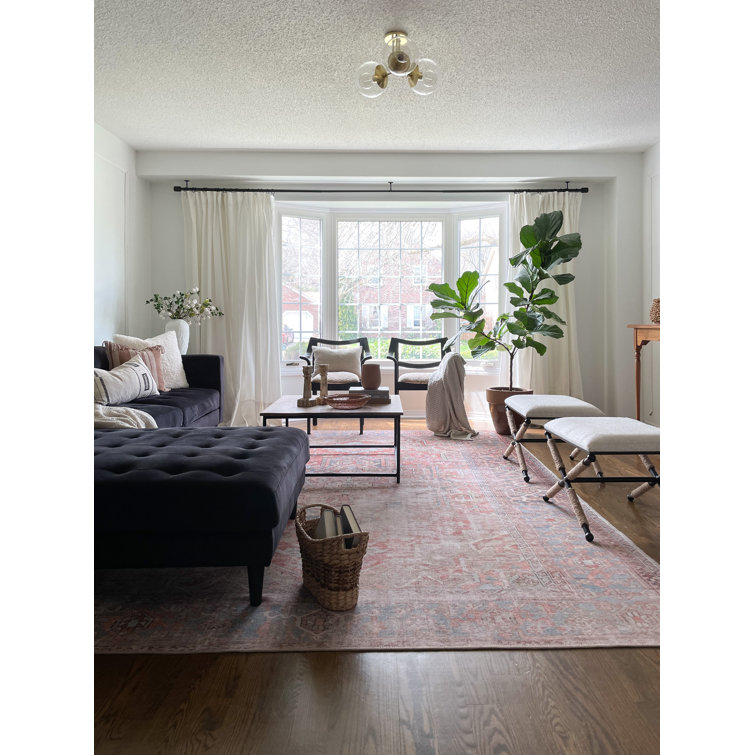 Meadow Transitional 3-Light Semi-Flush Mount in Aged Brass with Clear Globe Shades