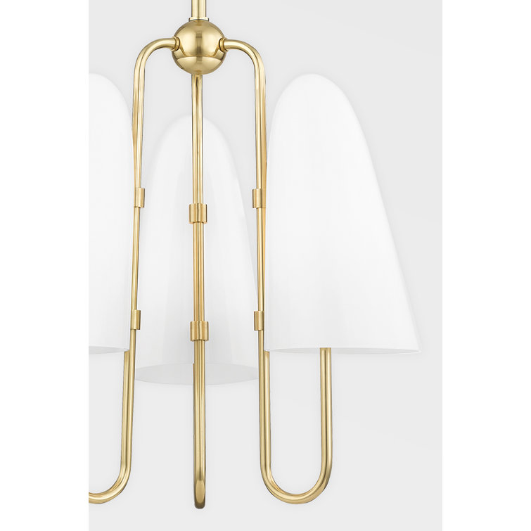 Aged Brass Mini Plug-in Cone Glass Chandelier