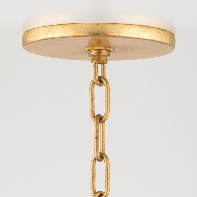 Vintage Gold Leaf 4-Light Glass Pendant